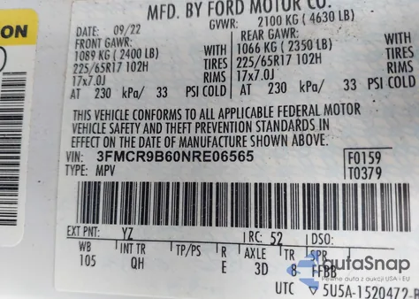 2022 Ford Bronco Sport Big Bend from USA, damaged, VIN 3FMCR9B60NRE06565